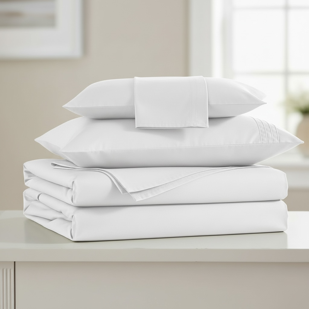Set de Sabanas de algodón 1800 hilos - Blanca