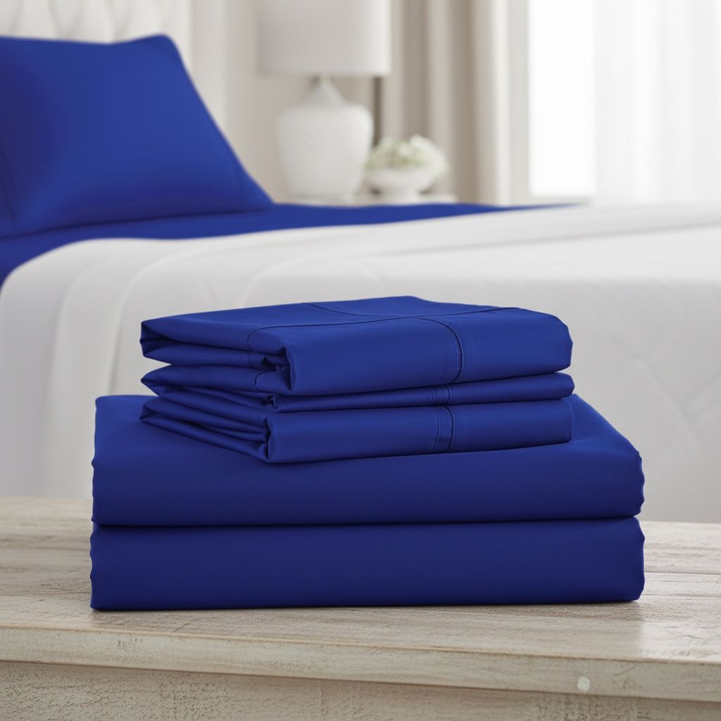 Set de Sabanas de Algodón 1800 hilos - Azul Rey