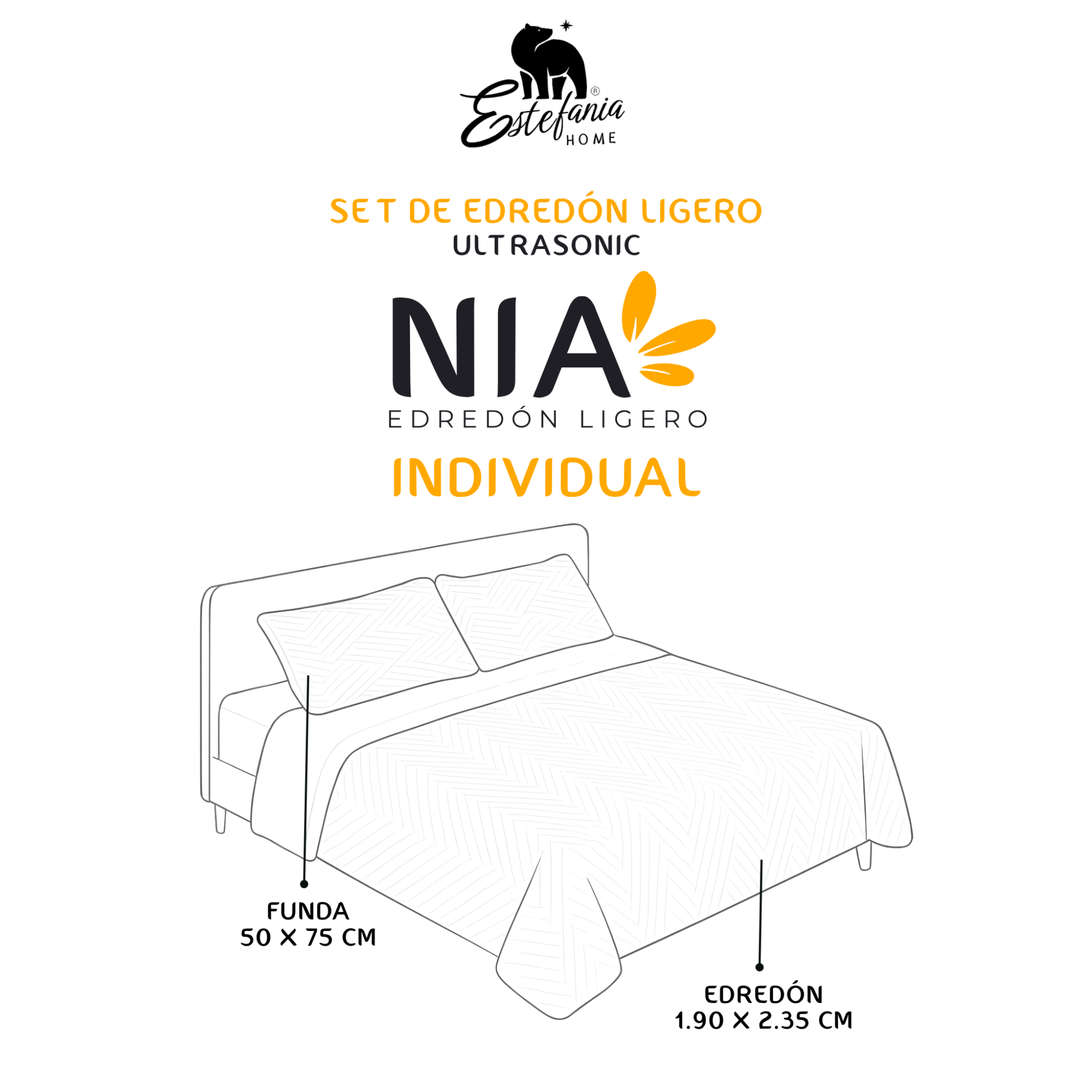 Edredón ligero Nia - Oxford/Negro