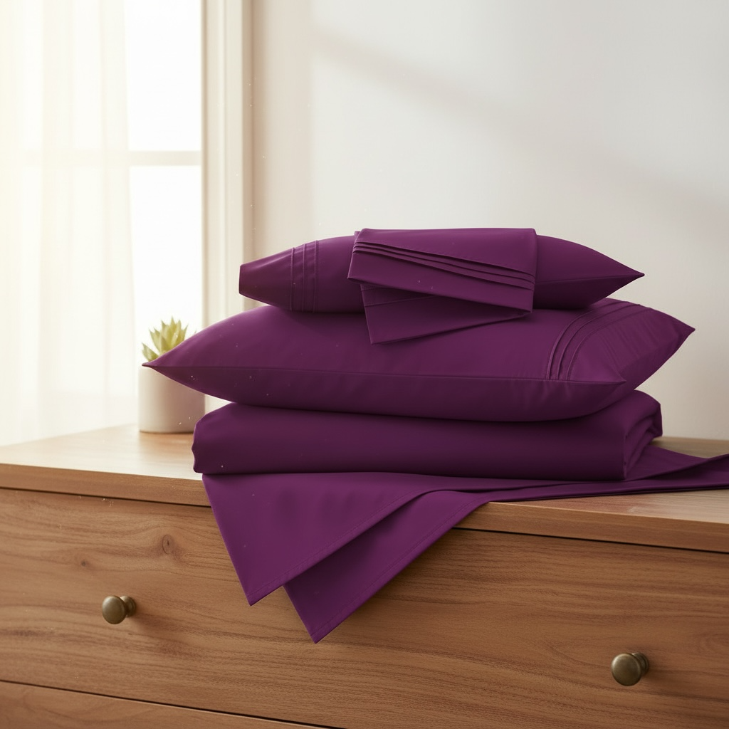 Set de Sabanas de algodón 1800 hilos - Morado