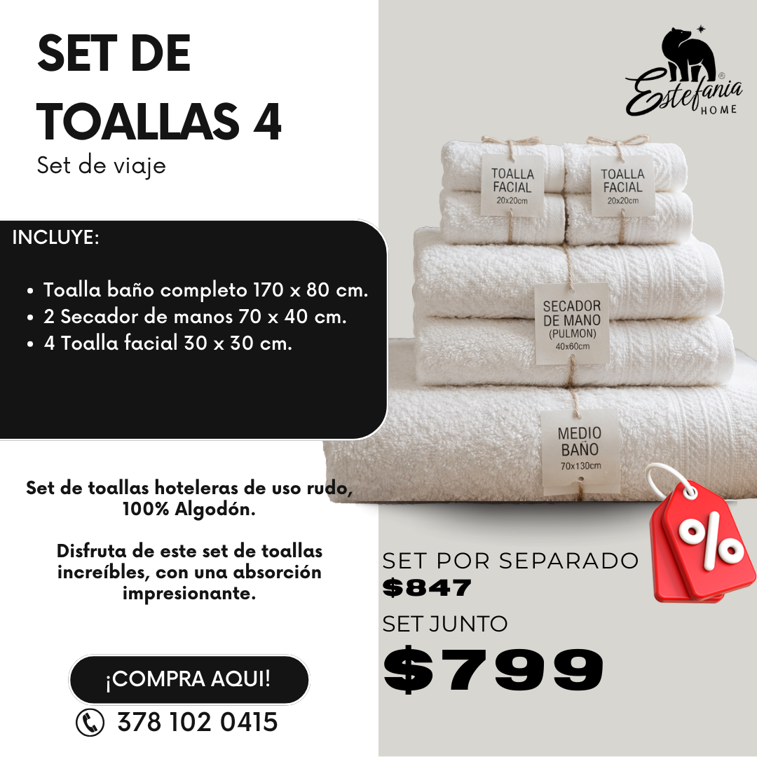 Set de Toalla Hotelera 100% Algodón