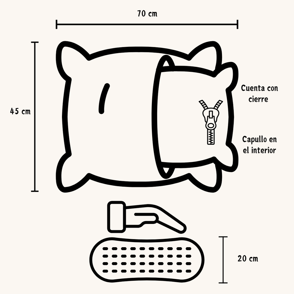 Par Almohada de Bambú Transpirable con Cierre  - Relleno de Microgel con Capullo