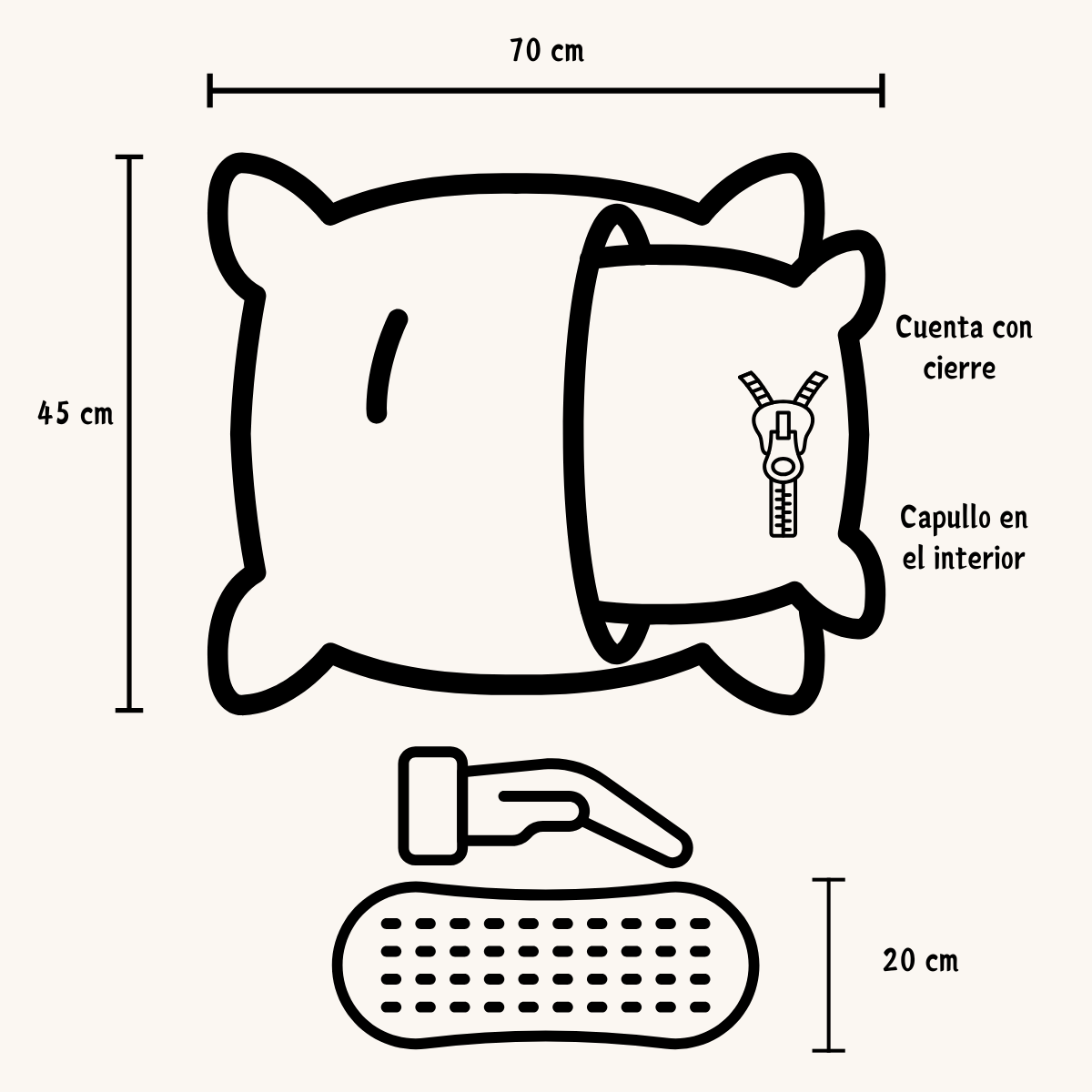 Par Almohada de Bambú Transpirable con Cierre  - Relleno de Microgel con Capullo