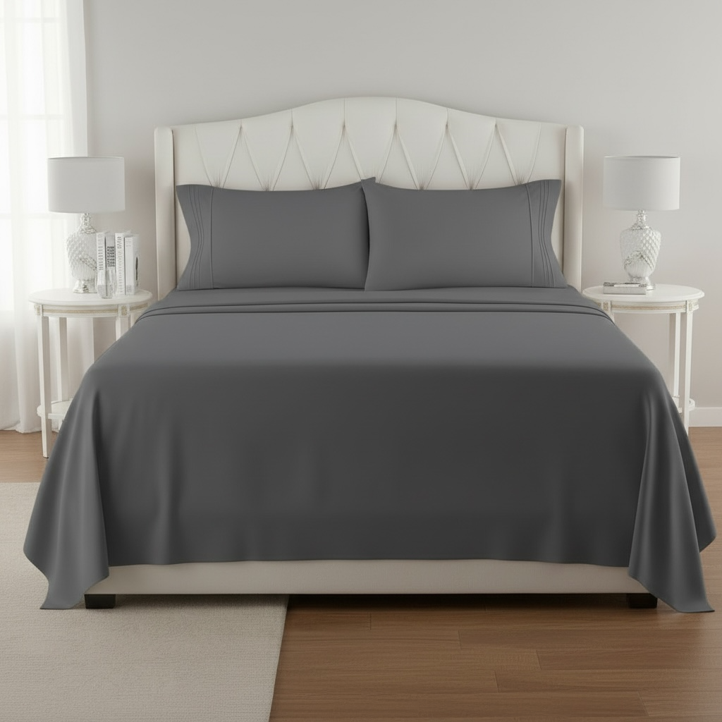 Set de Sabanas de algodón 1800 hilos - Gris Oxford