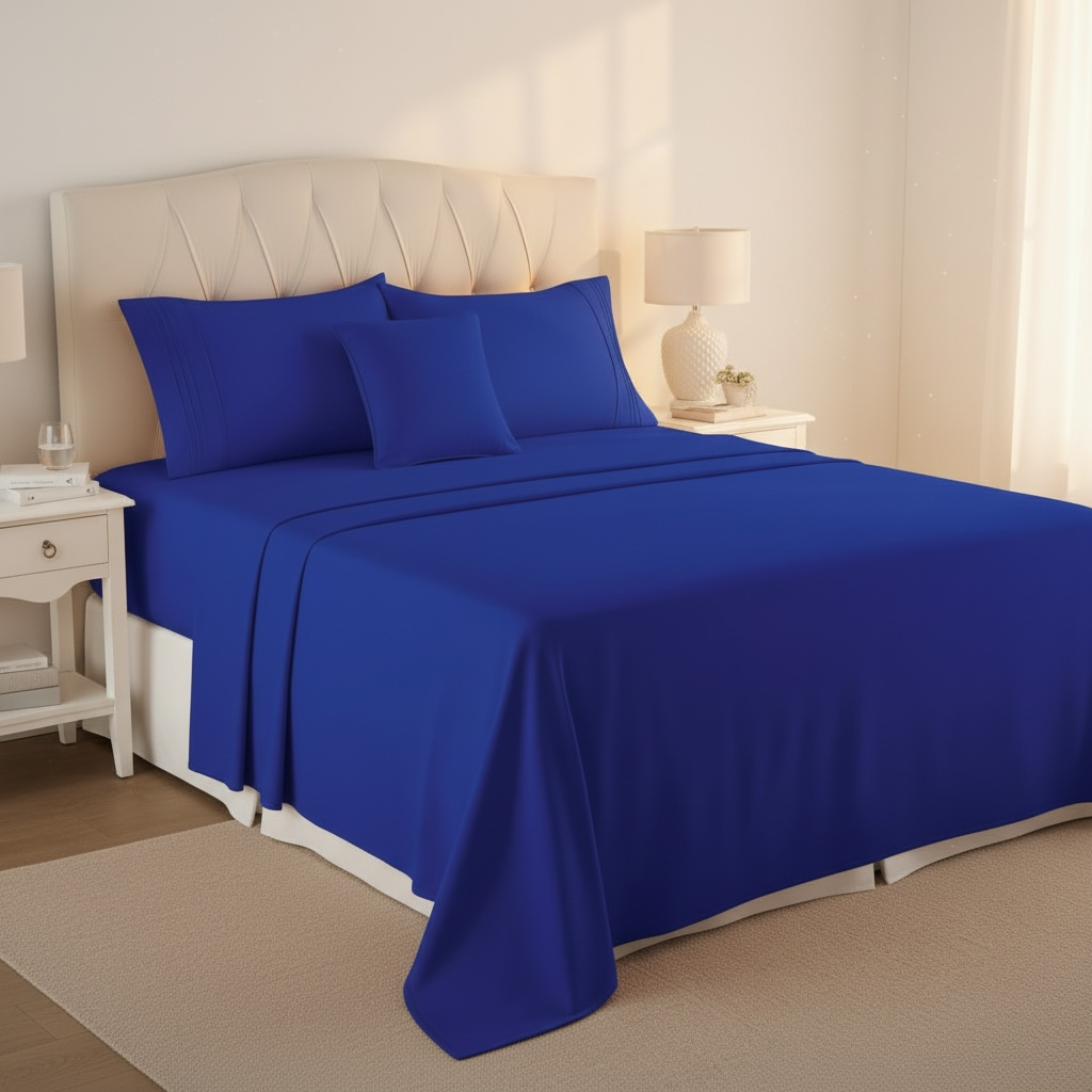 Set de Sabanas de Algodón 1800 hilos - Azul Rey