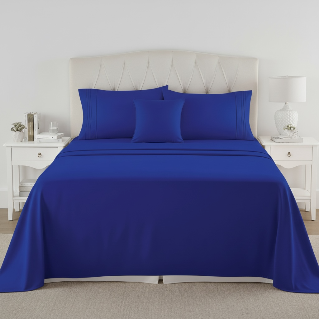 Set de Sabanas de Algodón 1800 hilos - Azul Rey