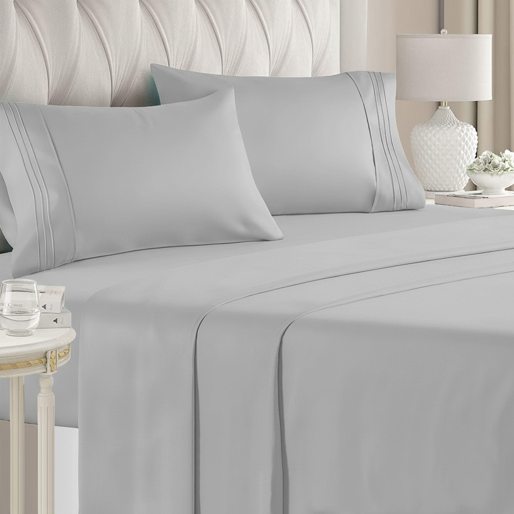 Set de Sabanas de algodón 1800 hilos - Gris Plata