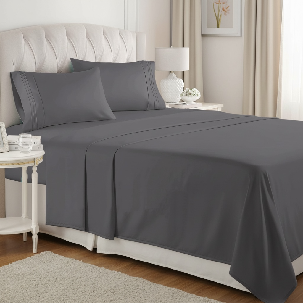 Set de Sabanas de algodón 1800 hilos - Gris Oxford