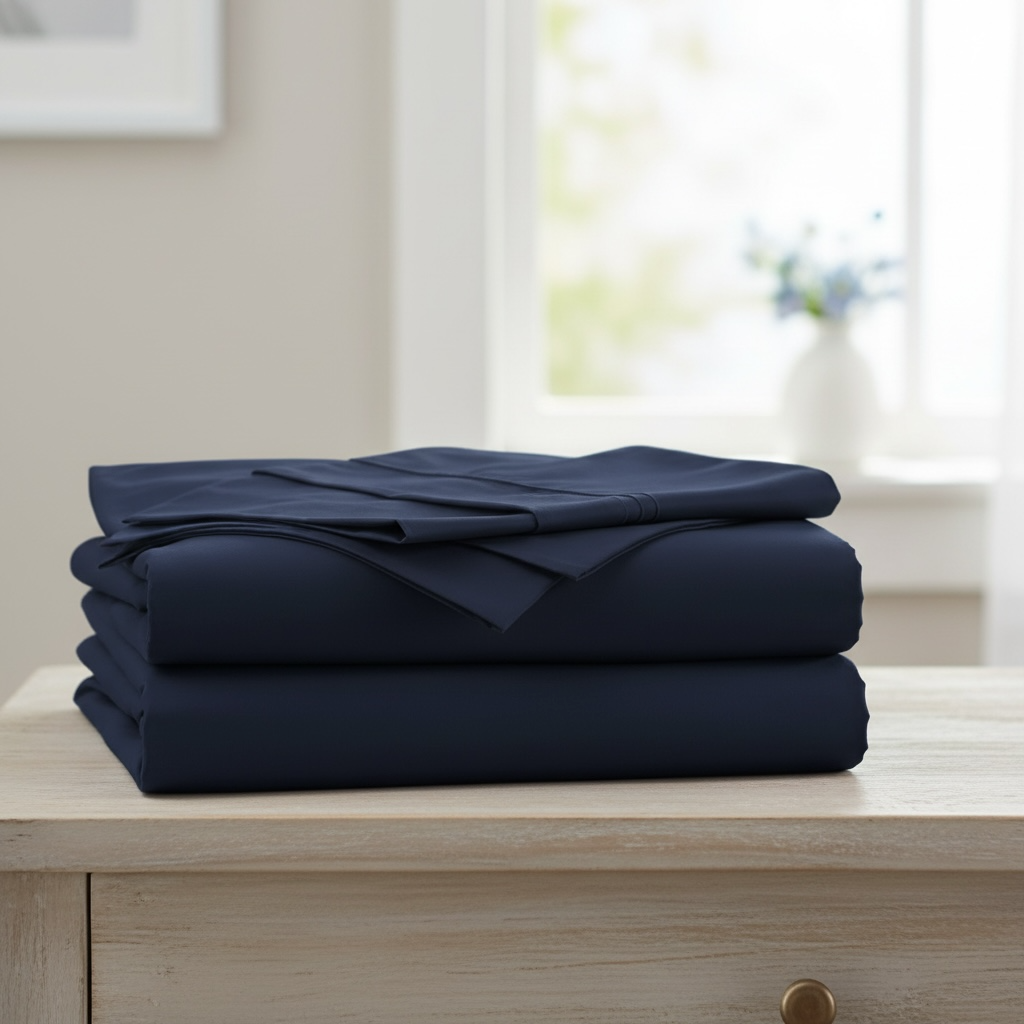 Set de Sabanas de algodón 1800 hilos - Azul Marino