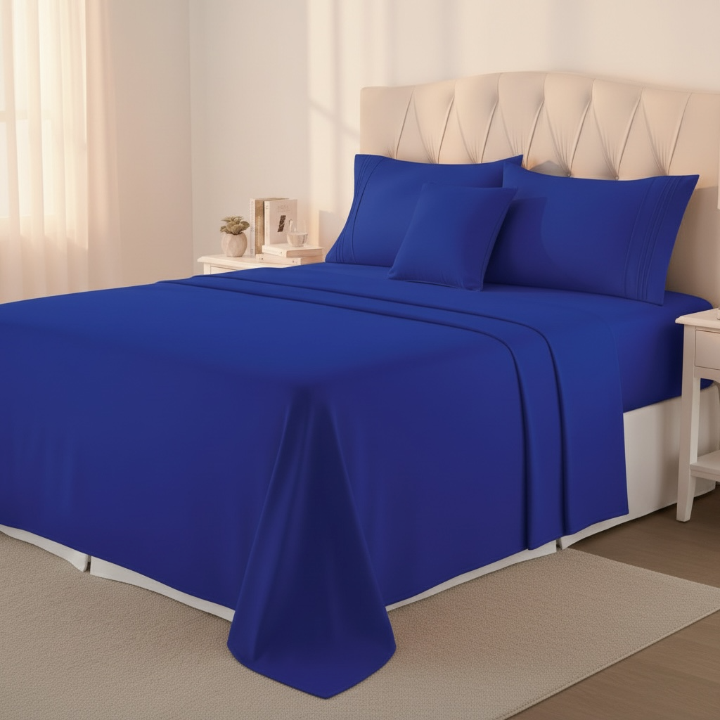 Set de Sabanas de Algodón 1800 hilos - Azul Rey