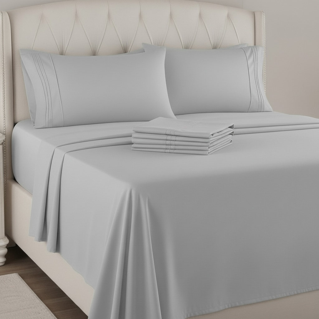 Set de Sabanas de algodón 1800 hilos - Gris Plata