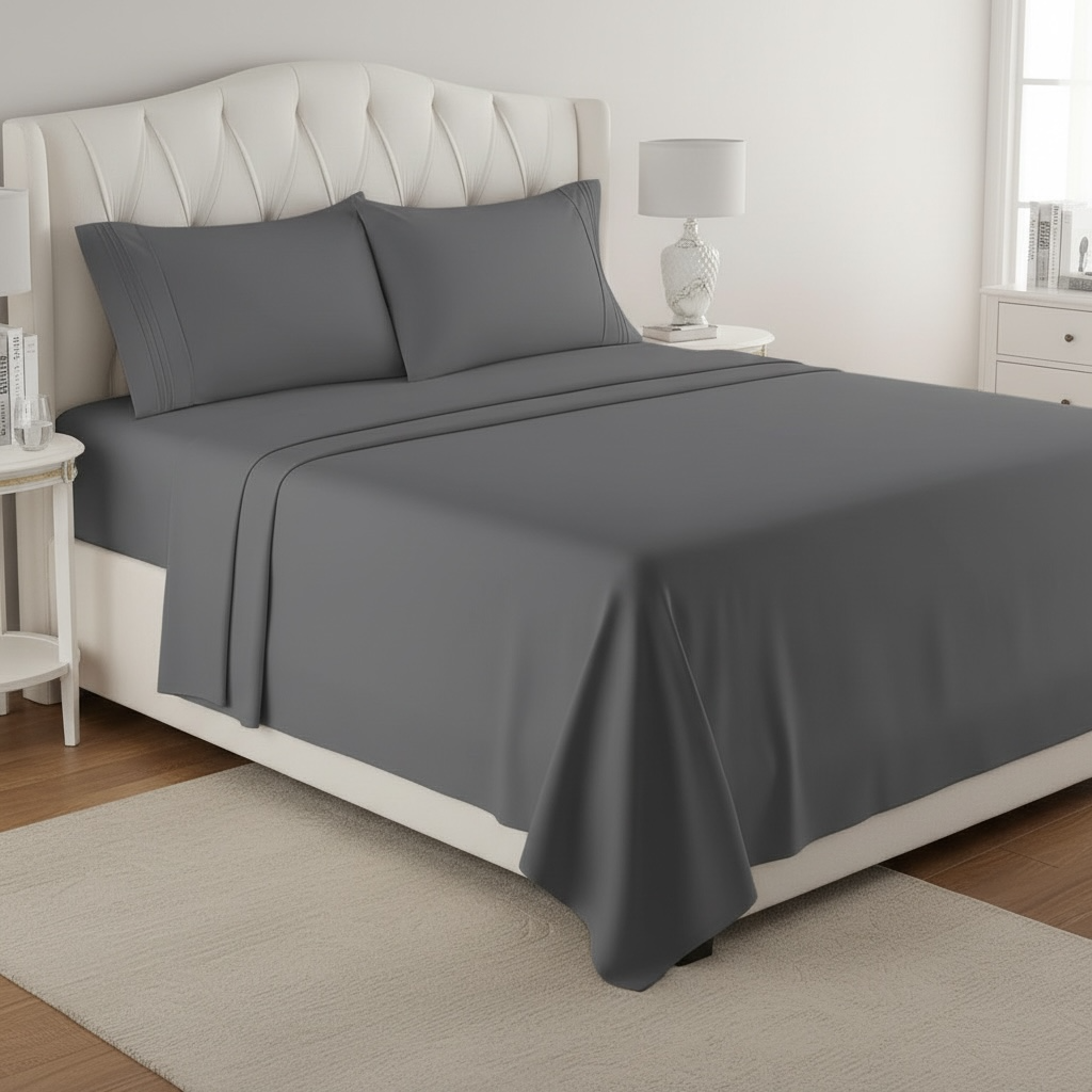 Set de Sabanas de algodón 1800 hilos - Gris Oxford