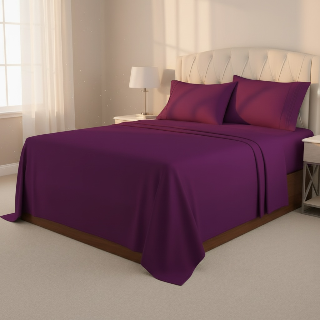 Set de Sabanas de algodón 1800 hilos - Morado