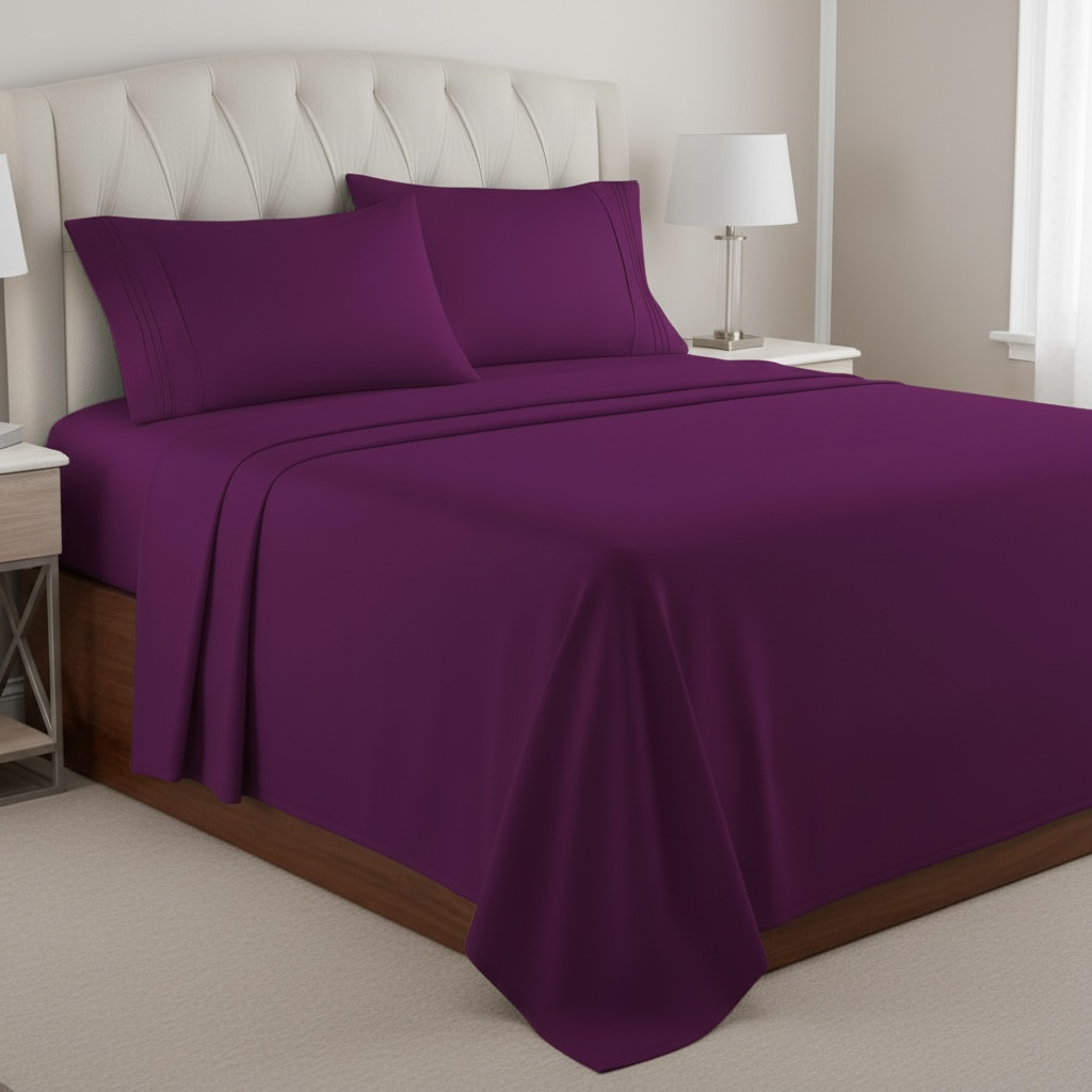 Set de Sabanas de algodón 1800 hilos - Morado