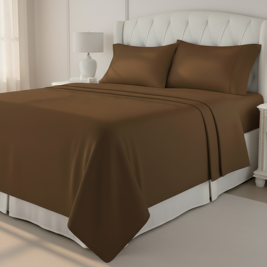 Set de Sabanas de algodón 1800 hilos - Chocolate