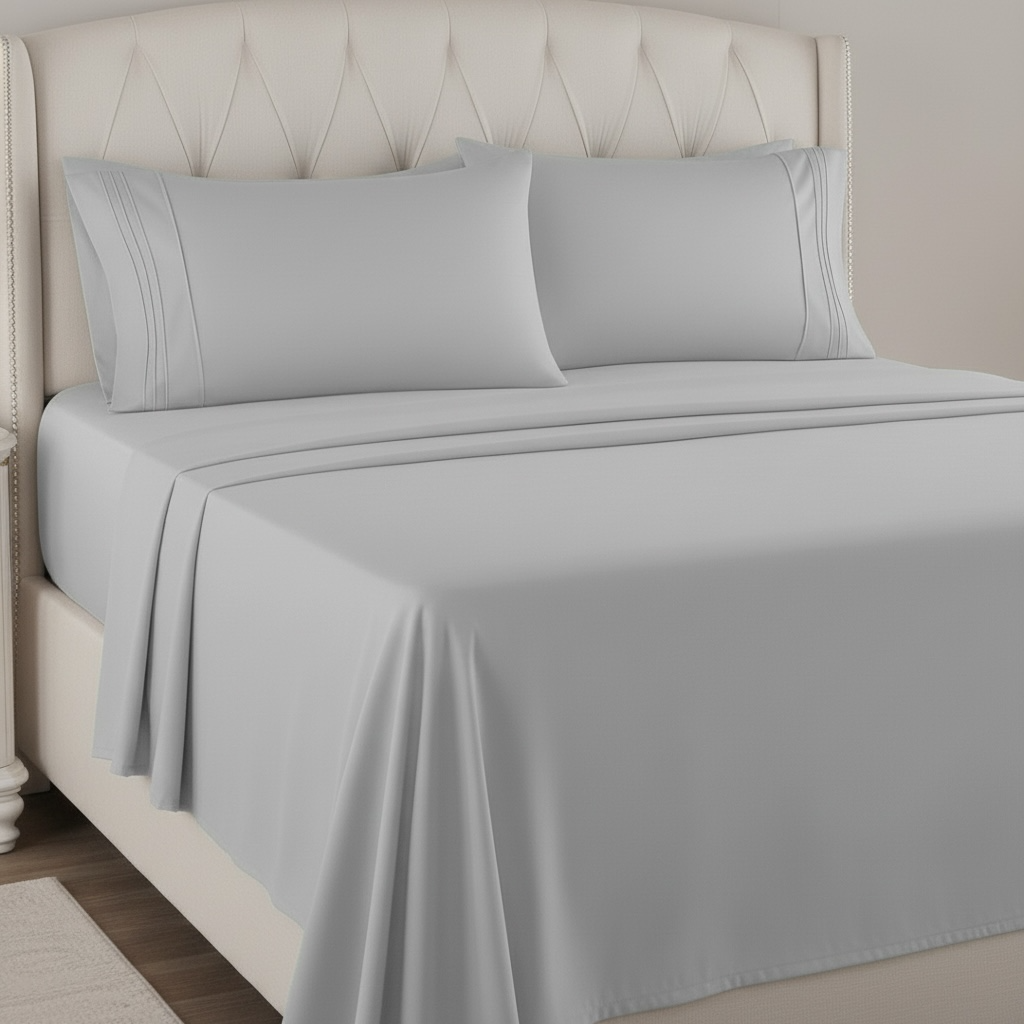 Set de Sabanas de algodón 1800 hilos - Gris Plata