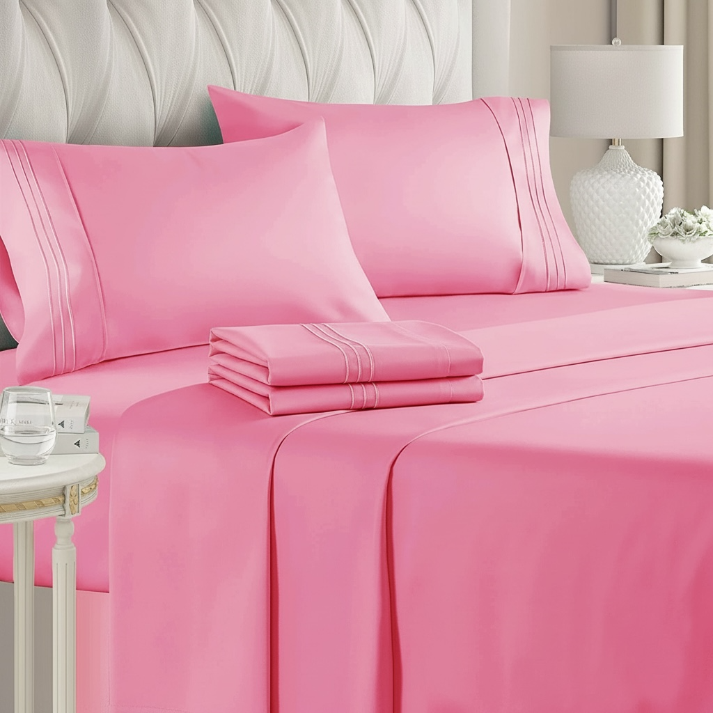 Set de Sabanas de algodón 1800 hilos - Rosa