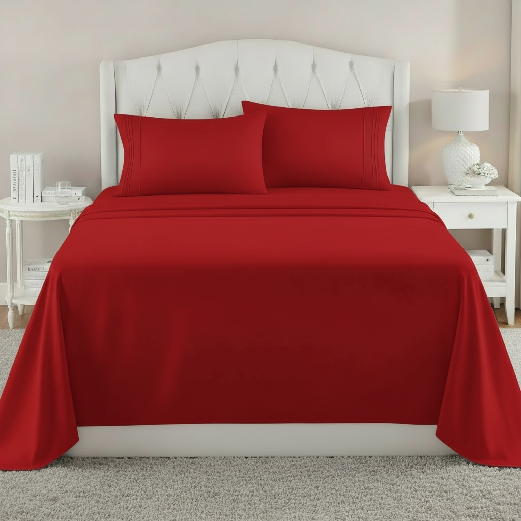 Set de Sabanas de algodón 1800 hilos - Rojo