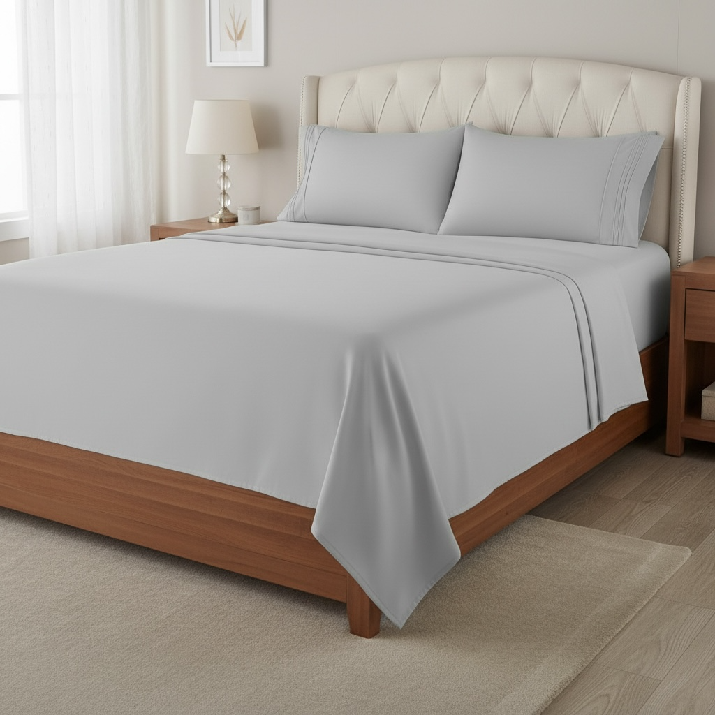 Set de Sabanas de algodón 1800 hilos - Gris Plata