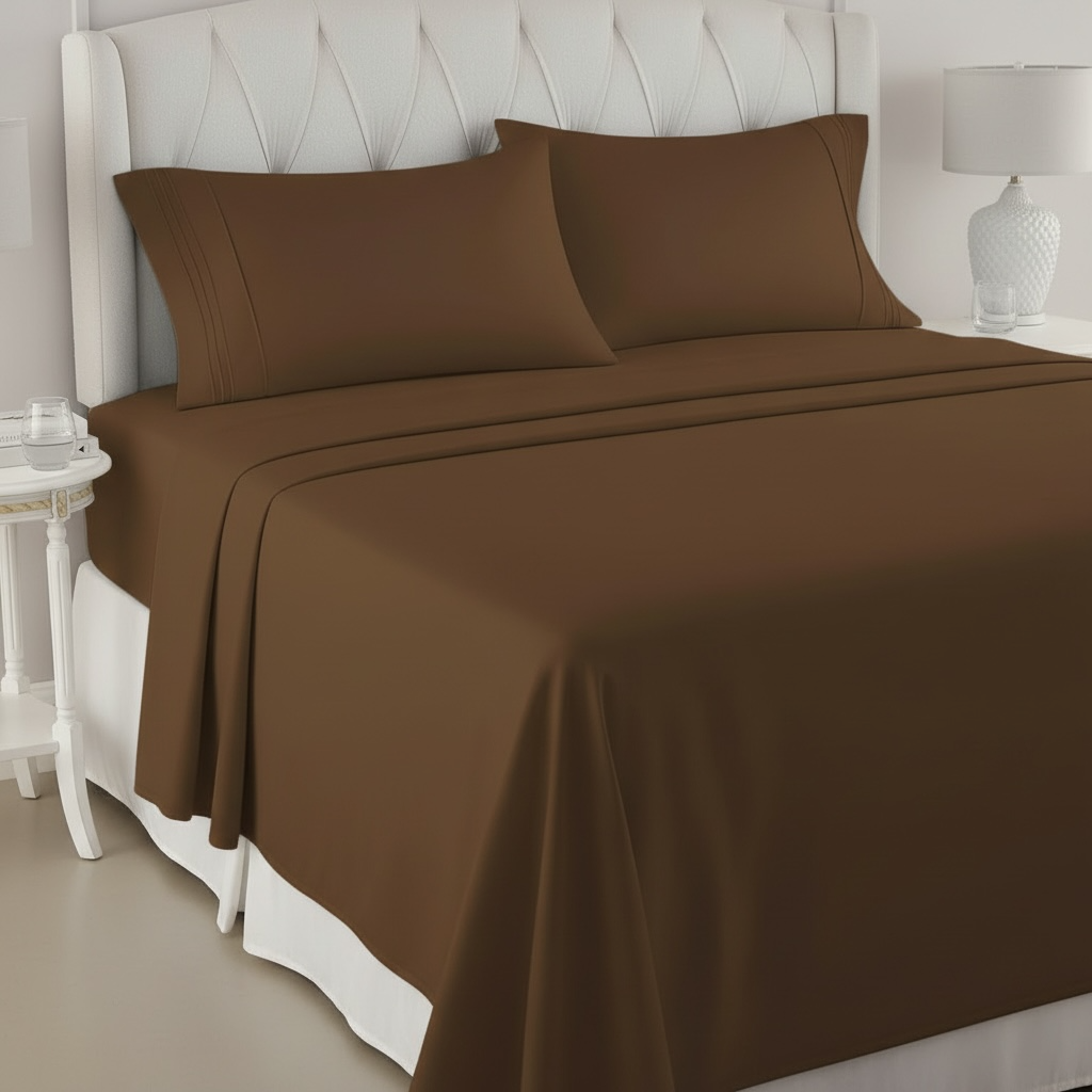 Set de Sabanas de algodón 1800 hilos - Chocolate