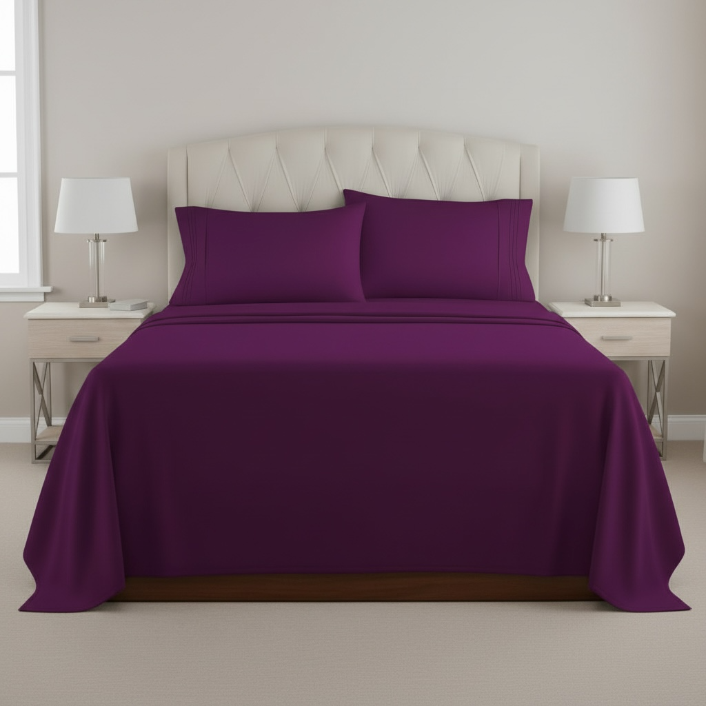Set de Sabanas de algodón 1800 hilos - Morado