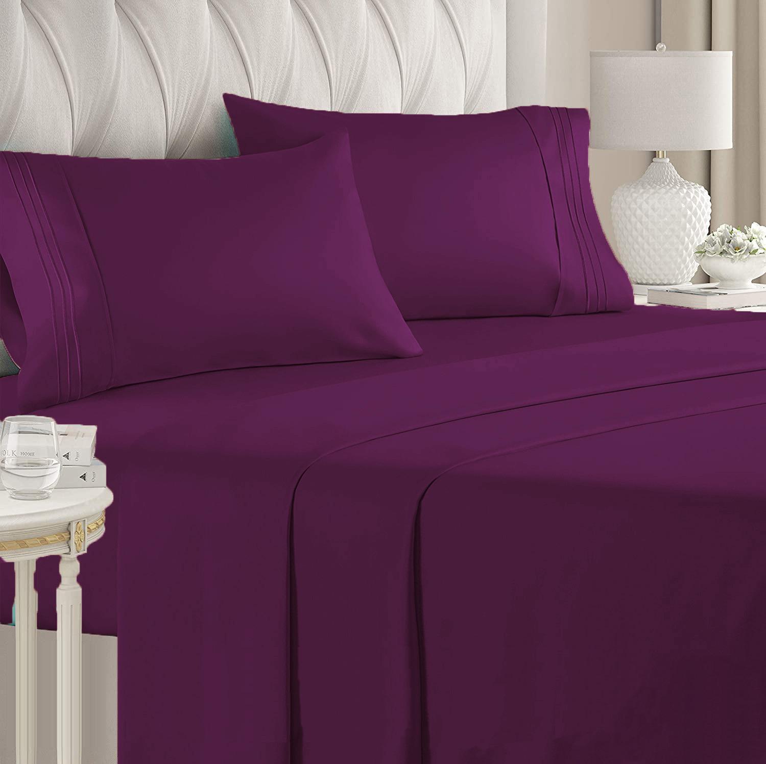 Set de Sabanas de algodón 1800 hilos - Morado