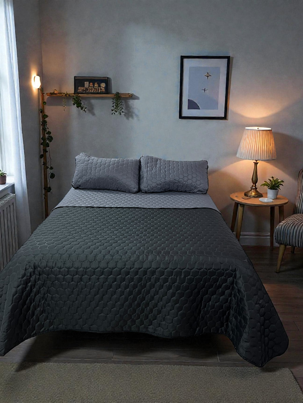 Edredón ligero Nia - Oxford/Negro