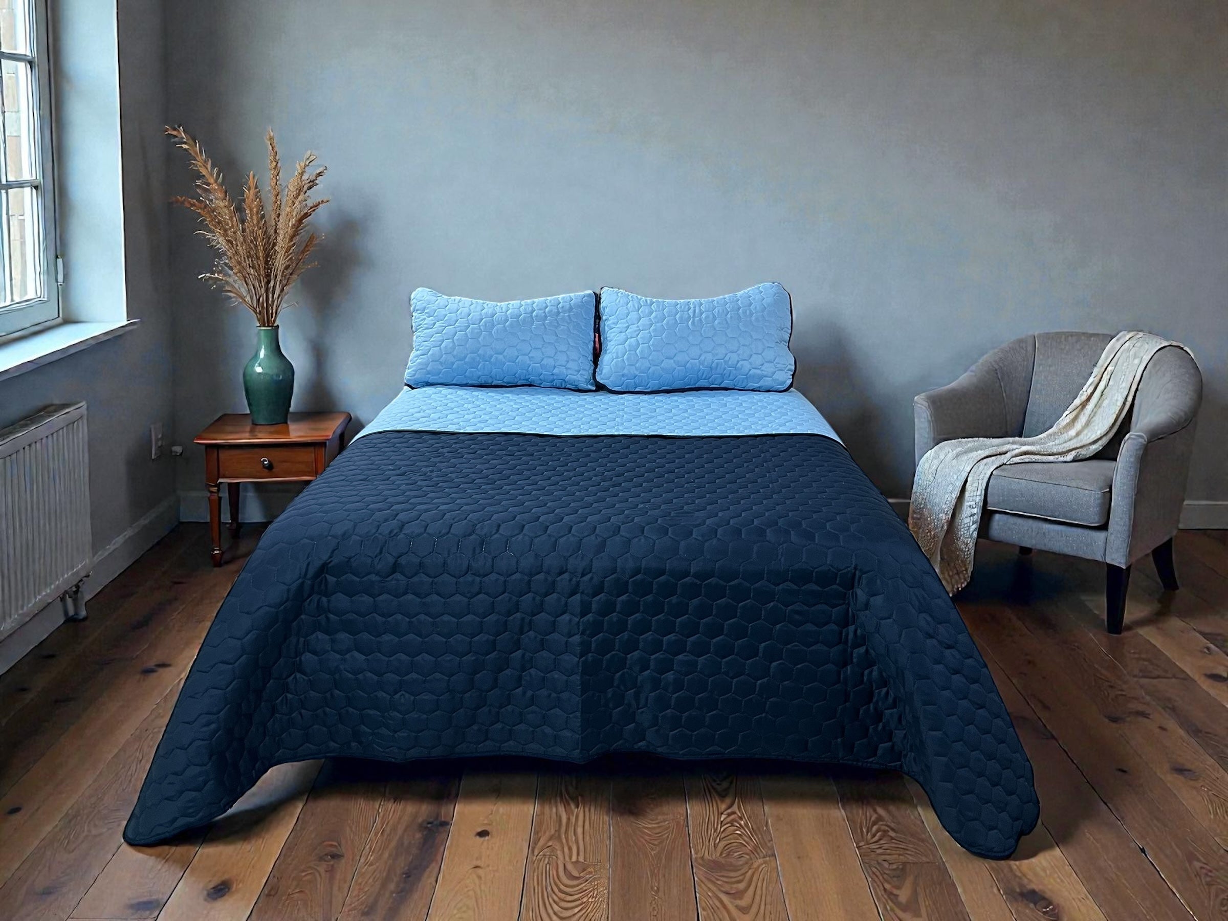 Edredón ligero Nia - Azul Marino/Azul Cielo