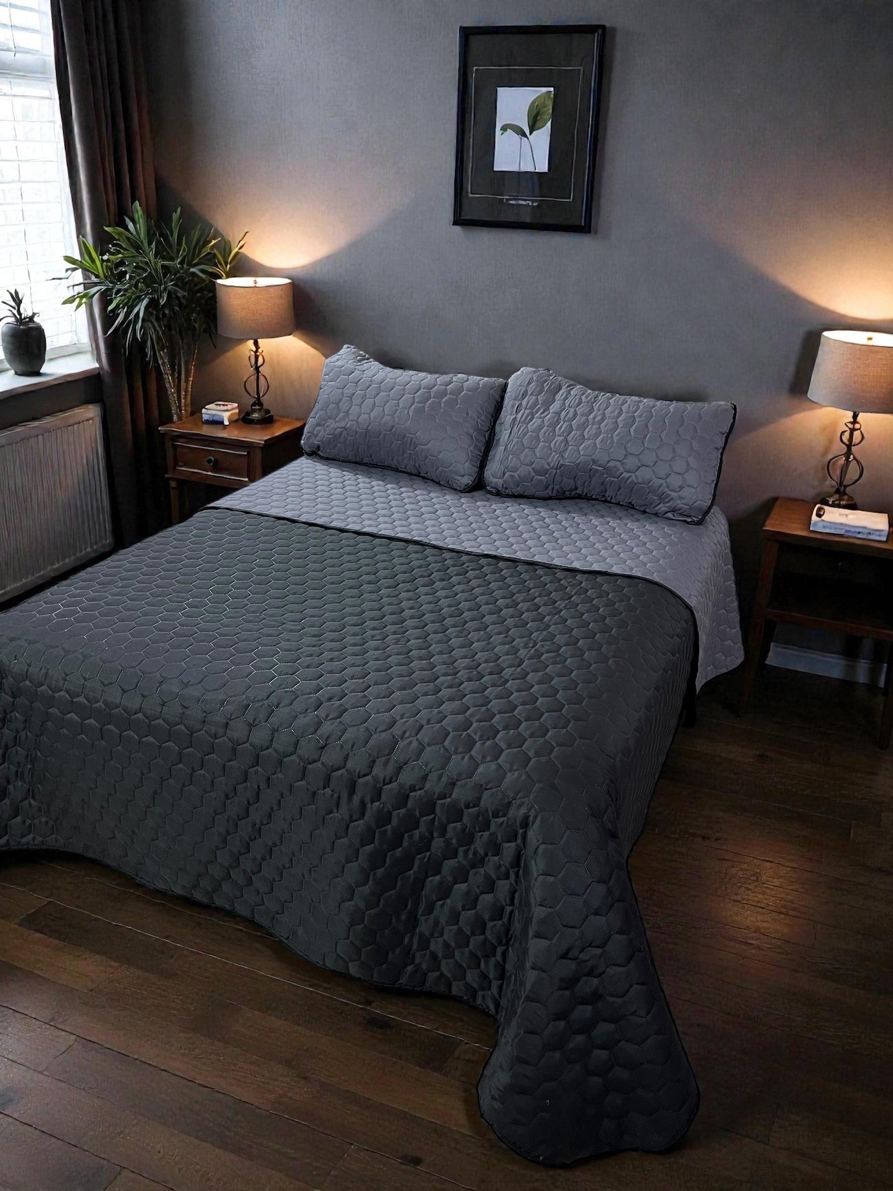 Edredón ligero Nia - Oxford/Negro