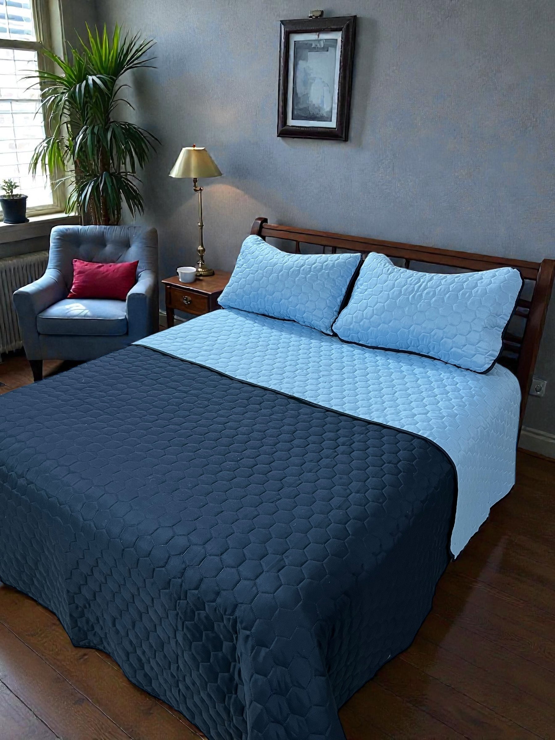 Edredón ligero Nia - Azul Marino/Azul Cielo