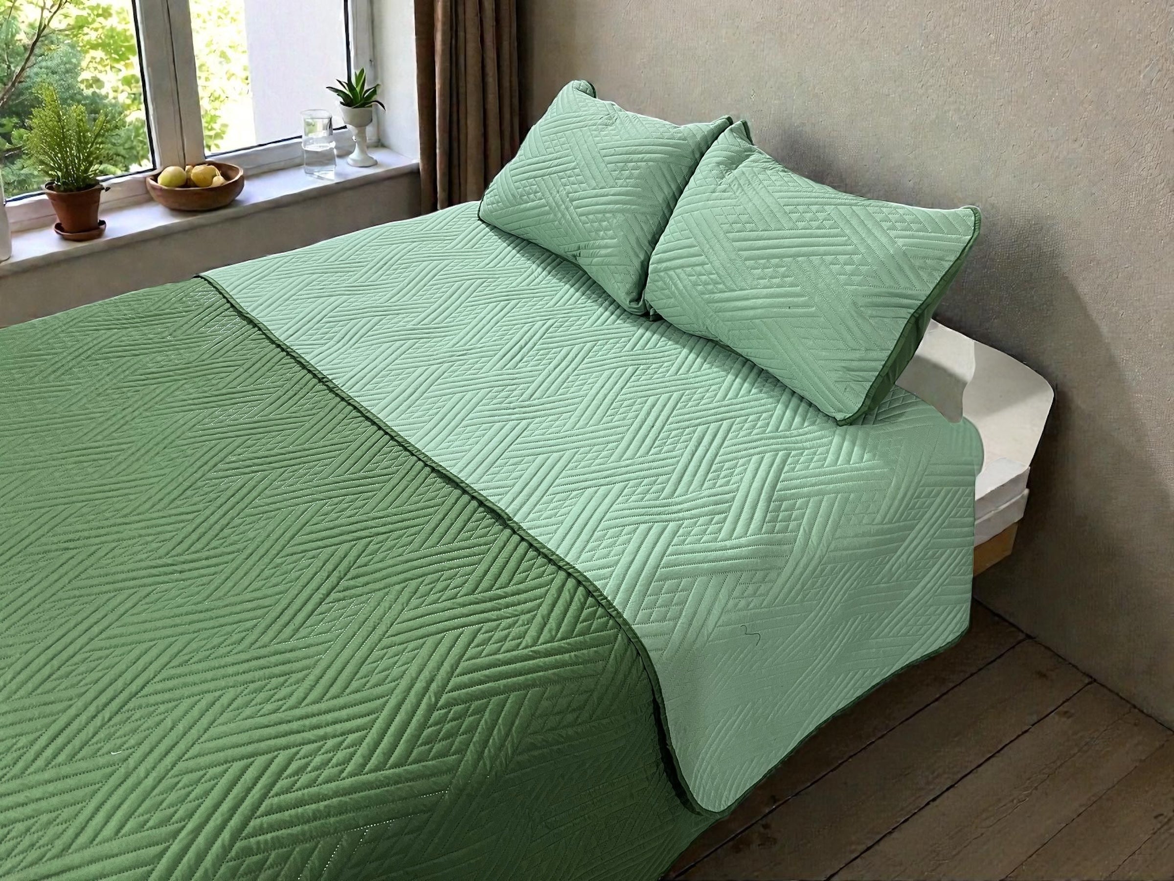 Edredón ligero Nia - Verde Olivo/Verde Cemento