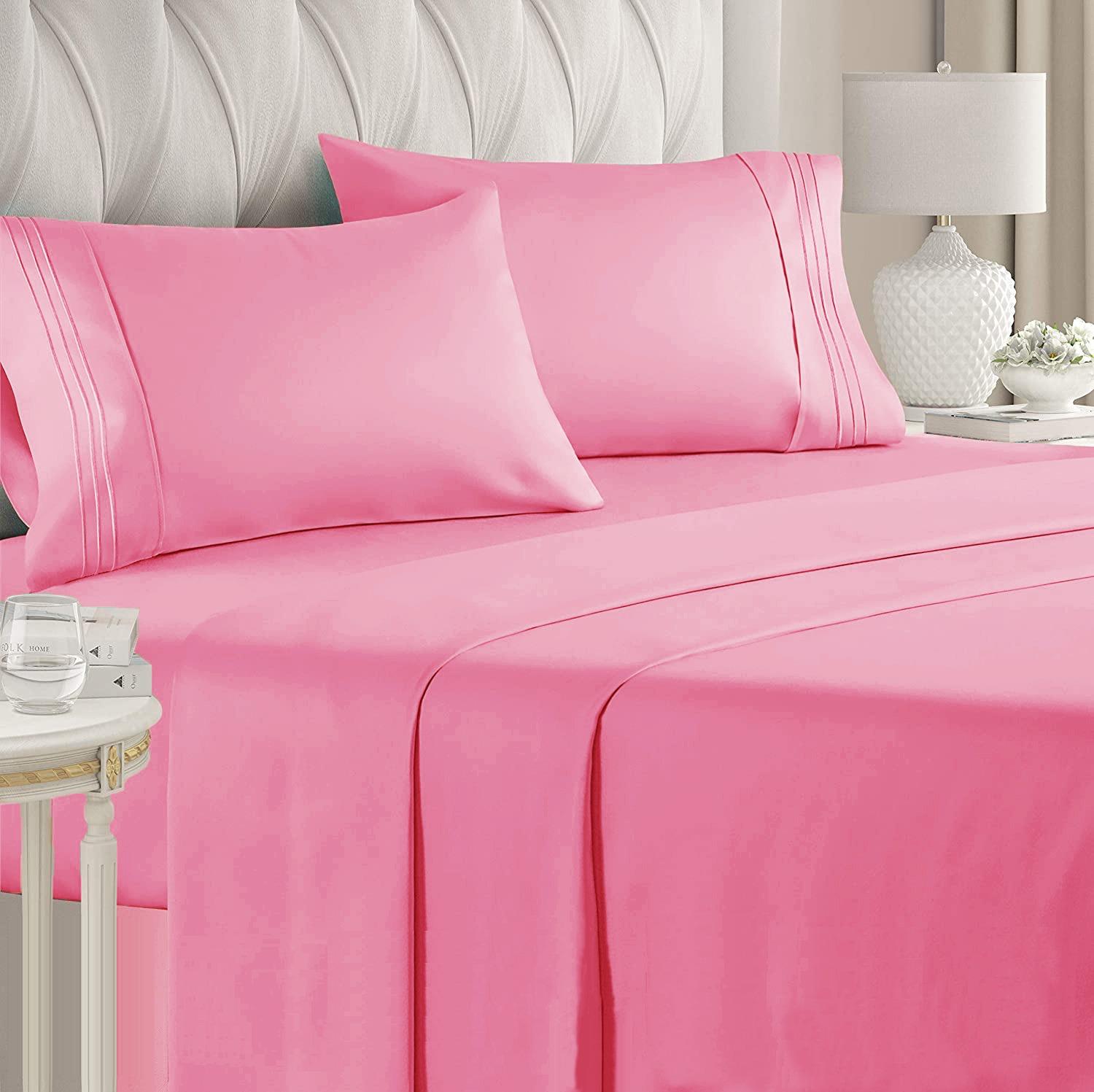 Set de Sabanas de algodón 1800 hilos - Rosa